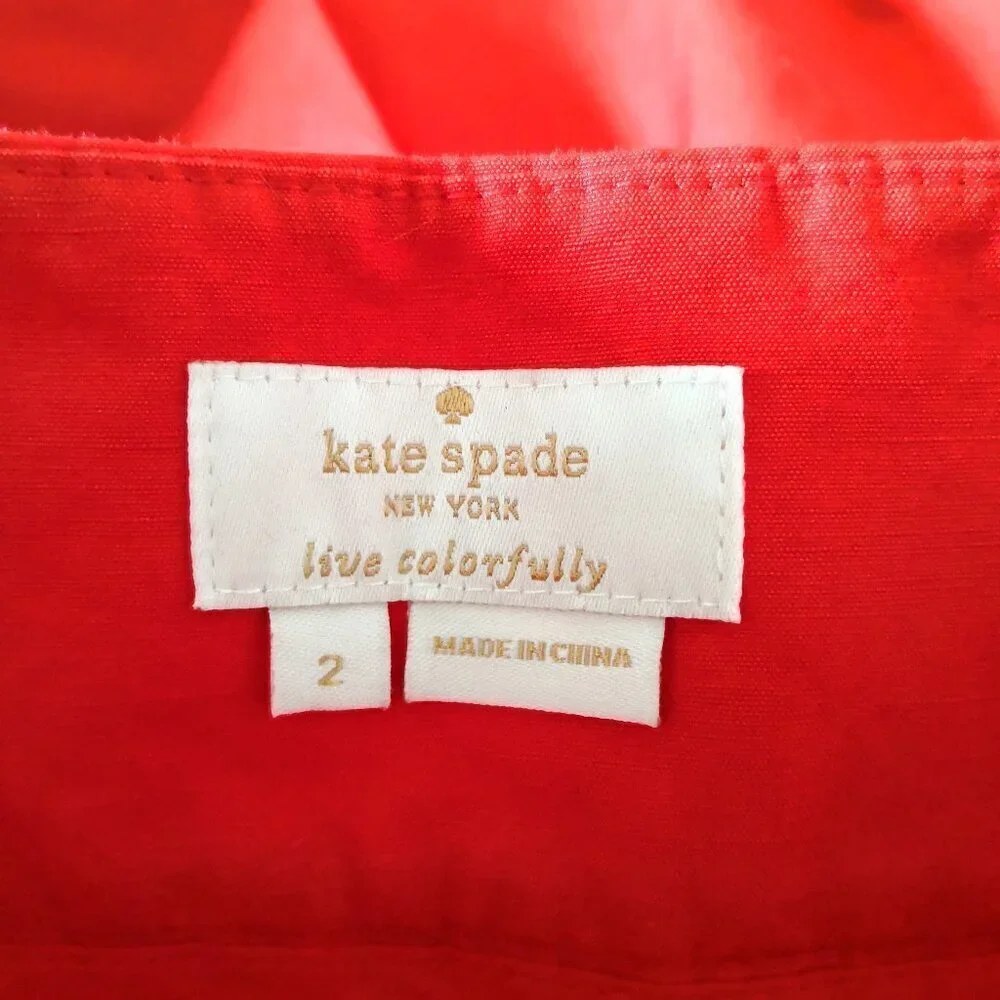 Kate Spade Slub Cotton Culotte‎ Bow Cropped Pants Color: Orange Red Size: 2